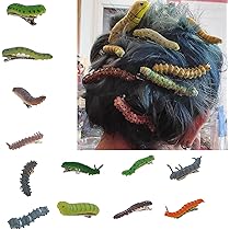 12Pcs Halloween Caterpillar Hair Clips Hand Painted Reptile  display picture 1