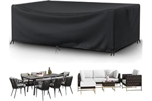 ZIEWEE Patio Furniture Covers Outdoor Table Cover Waterproof Rectangular 420D Garden Dining Table Cover Wind Dust Proof Anti-UV Patio Sectional Couch Cover Table and Chair Set Covers 90"Lx65"Wx28"H Black