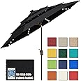 EliteShade USA 10-Year-Non-Fading Solar 9ft 3 Tiers Market Umbrella with 80 LED Lights Patio Umbrellas Outdoor Table with Ventilation,Black