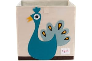3 Sprouts Toy Storage Organizer: Toy Box Cube Organizer for Playroom, Nursery - Foldable Storage Bin - Peacock