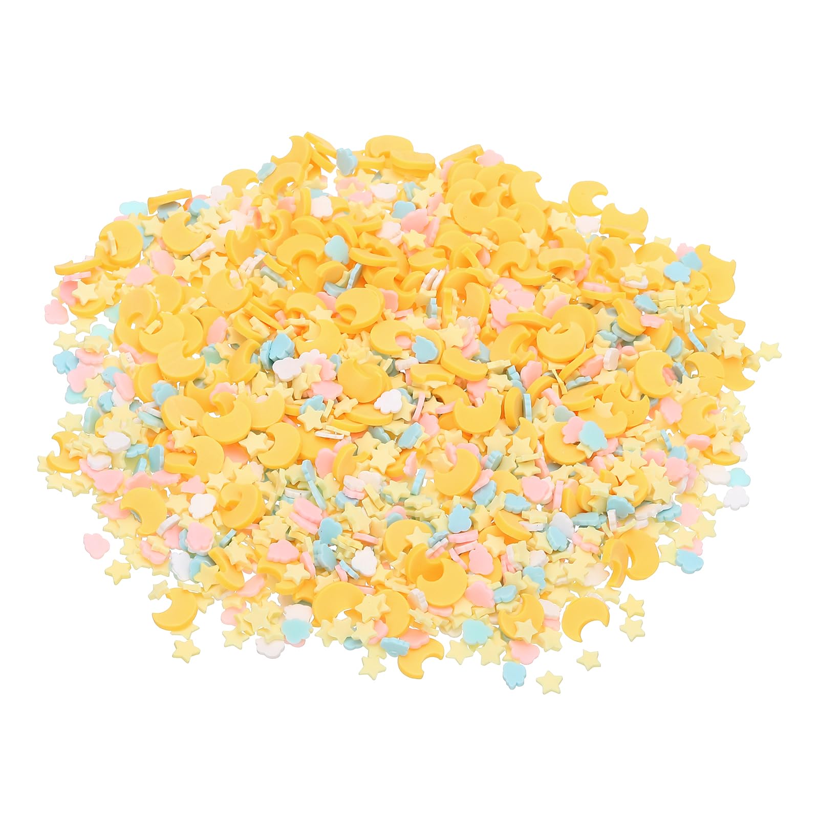 PATIKIL 100g Fake Sprinkles, Faux Sprinkles Clay Sprinkles Star and Moon Mix for Nail Art DIY Crafts Cake Phone Case Resin Nail Art Slices Polymer Slices, Yellow, Blue, Pink, White