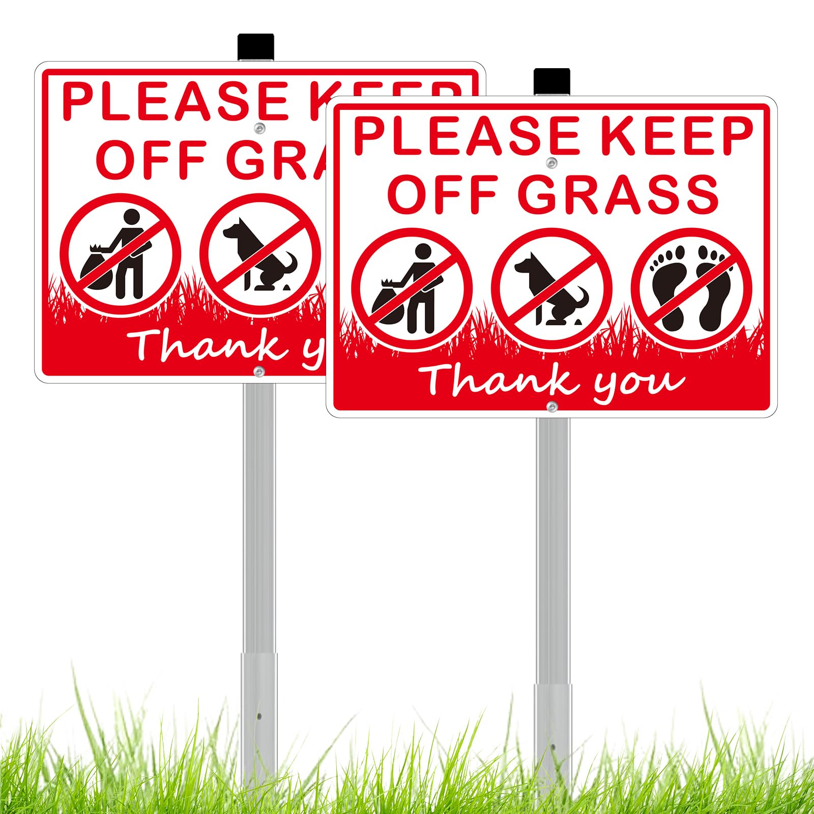 Photo 1 of (2 Pack) Keep Off Grass Sign, Stay Off Grass Signs for Yard, 8x28 Heavy Duty Aluminum Keep Off Grass Signs - Weather Resistant and Easy to Install with Long Stake (Red)