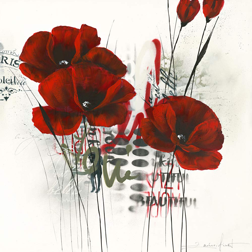 International Graphics - Finished Picture - Isabelle, Zacher-Finet - ''Pavot d`hiver abstrait 2.0 I''- 30 x 30 cm - Direct printing on acrylic glass