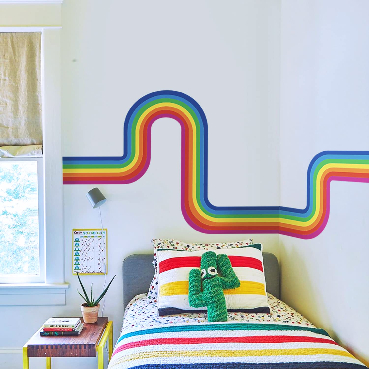 Neukids Colorful Rainbow Wall Border Sticker Vintage Rainbow A Style PVC Rainbow Wall Art Decoration for Kids Room Playroom Sticker 40 * 320cm — image 1