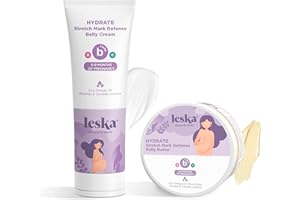 Leska Maternity Cream 2-Pack | STAGE B: HYDRATE Stretch Mark Defense Belly Cream & Butter (Pregnancy Months 6-9) | Part of a Complete 3 Part Pregnancy Skin Care System (4-4.93oz)
