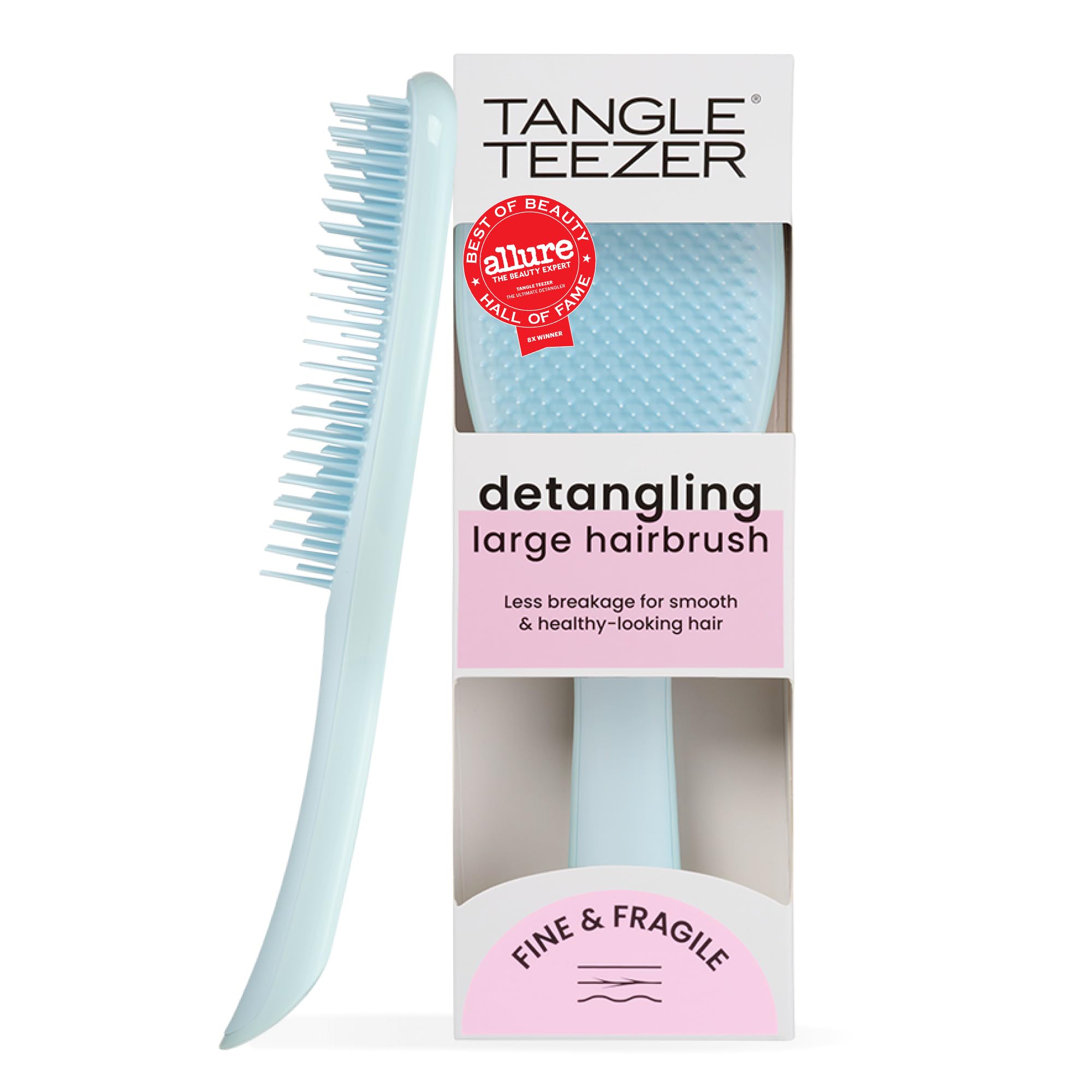 Tangle Teezer Large Fine and Fragile Ultimate Detangler Hairbrush for Coloured, Fine & Thin Hair - Two-Tiered Soft Flex Teeth Reduce Breakage & Pulling - Gentle on Delicate Hair - Seafoam Blue