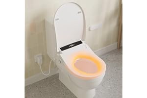 HAWKROWN Smart Bidet Toilet Seat, Round Shape Heated Toilet Seat with Instant Warm Water, Adjustable Warm Air Dryer, 3 Cleaning Mode, LED Display, Night Light, and Dual Control Options. (Round)