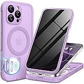 BERFY for iPhone 16 Pro Case, Compatible with MagSafe, Built-in Privacy Screen Protector and Camera Protection, Anti-Spy Full Body Shockproof Matte Phone Case for 16 Pro 6.3", Light Purple