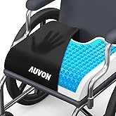 AUVON Gel Wheelchair Seat Cushion, Relieve Sciatica, Back, Coccyx, Pressure Sore and Ulcer Pain, Refreshing Ergonomic Chair Cushion with Waterproof Silk Fabric, Anti-Slip Cover