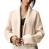 Flygo Women's Cropped Cardigan Sweater Oversized Shawl Lapel 2025 Fall Fashion Open Front Sweater Jacket Knit Outwear