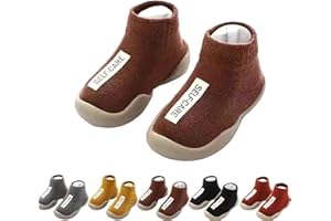 LAZULZ Tiny Explorings Sock Shoes,Baby Walking Shoes,Toddler Non-Slip Breathable Warm Elastic Shoes for Baby Boy Girl 6-24 Months (24-36 Months Infant,Brown)