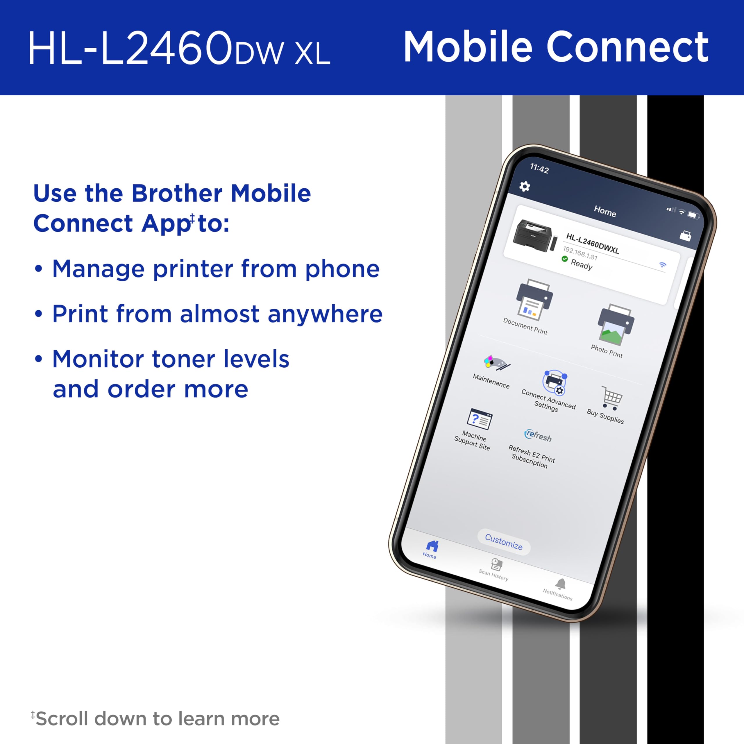 Brother International HLL2460DWXL Printer,lsr,bw