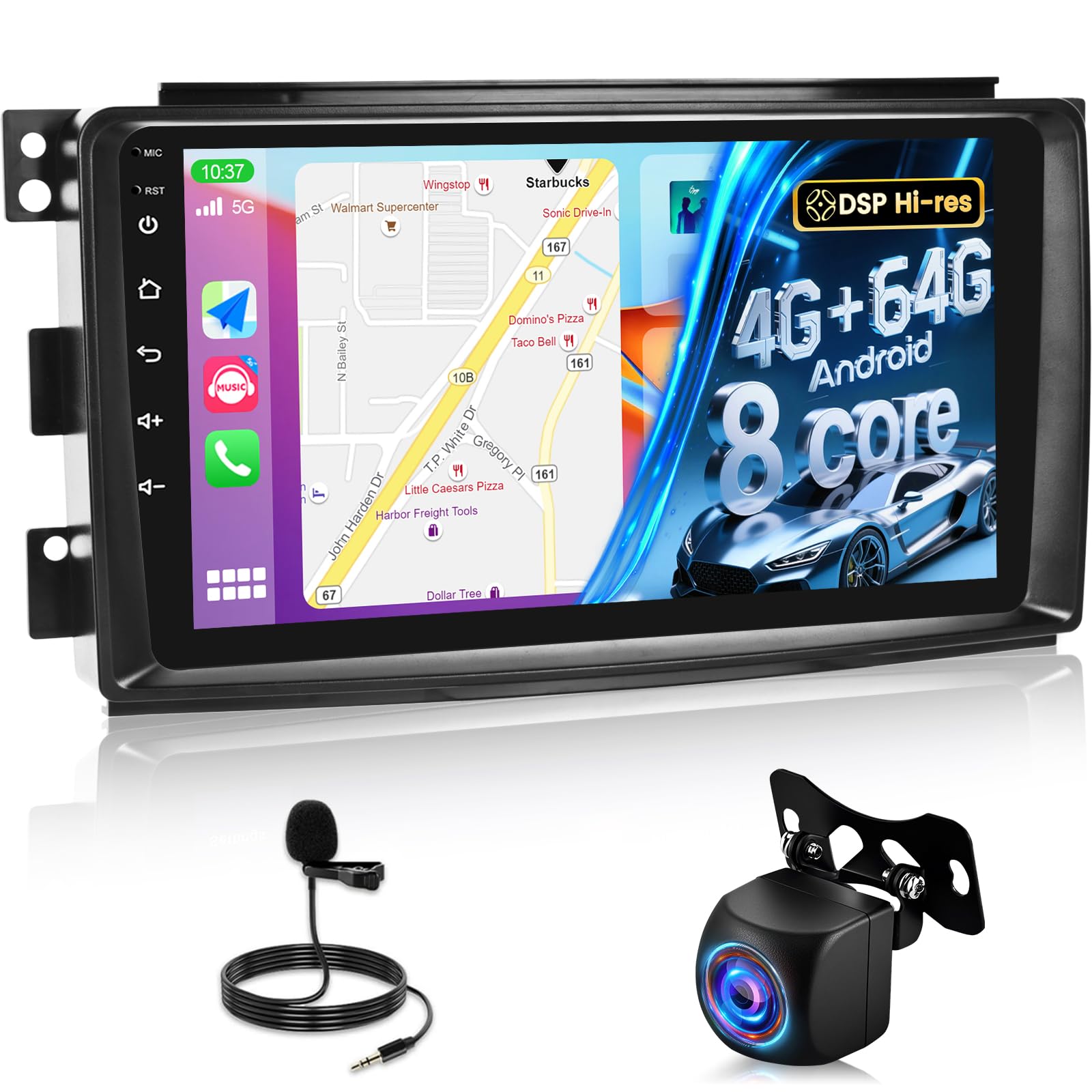 Photo 1 of NHOPEEW 8-Core 4+64G Android 15 Radio for Mercedes Benz Smart Fortwo 2005-2010: 9 inch IPS Touchscreen Upgrade Stereo - 3D Car Model, Cooling Fan, Carplay, WiFi, DSP Hi-res, UI Design + Backup Camera