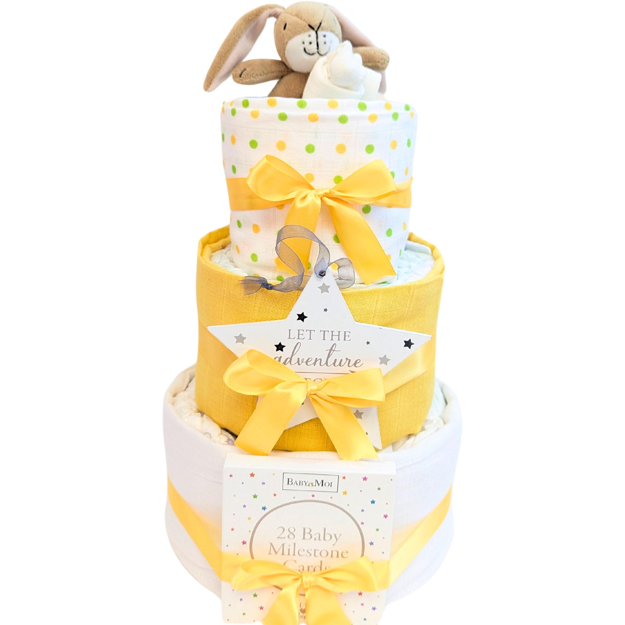 New Baby Gifts for New Born Baby Gift Set 3 Tier Nappy Cake Baby Gift Hamper Present for Gift Baby Shower & New Parent Gifts Guess How Much I Love You (Unisex)