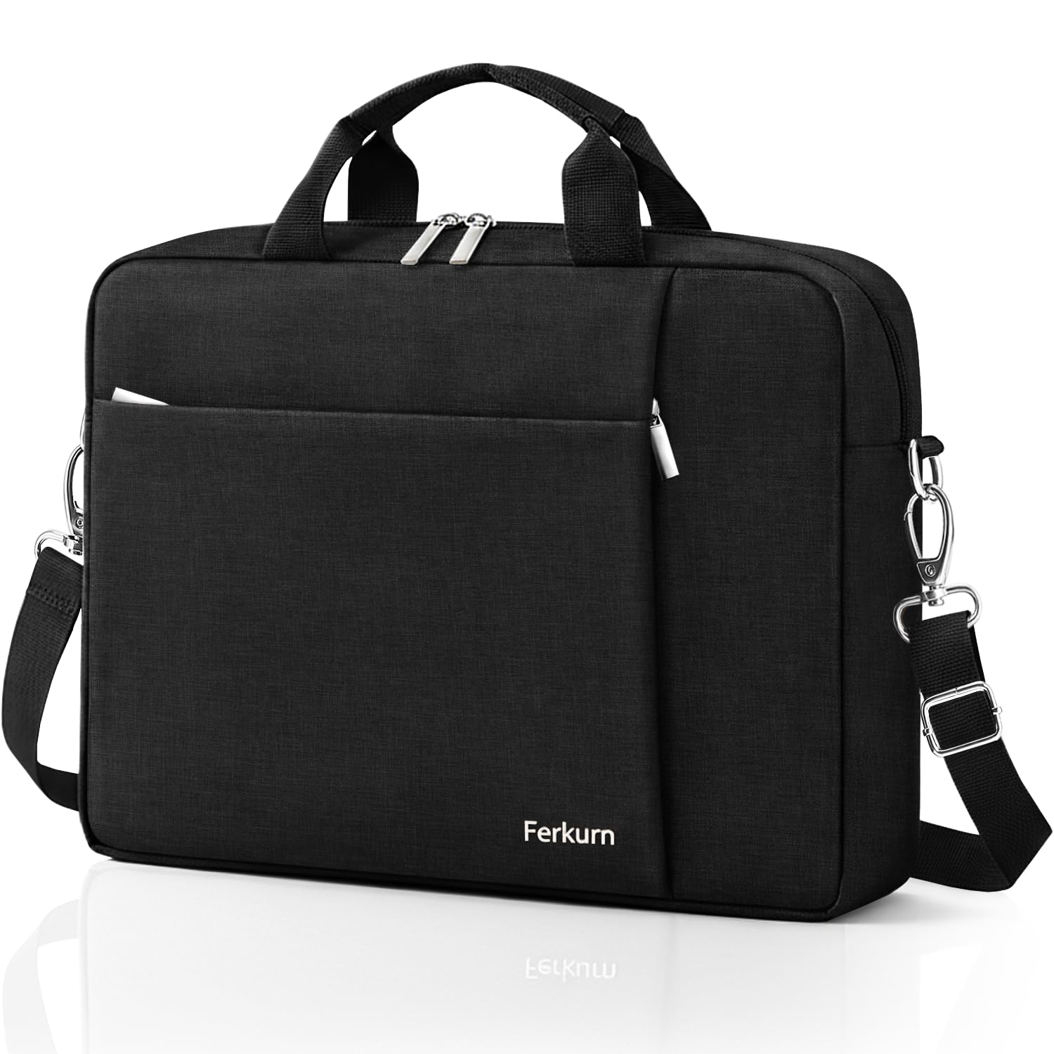 Ferkurn Laptop Bag Case for Women Men, Messenger Briefcase Computer Bag with Shoulder Compatible with Macbook Pro/Air, XPS Latitude, HP Pavilion, ASUS, Acer, Samsung, Black, 17 17.3 Inch
