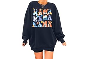 MOUSYA Oversized Mama Sweatshirt Woman Mama Letter Print Pullover Tops Trendy Mama shirt Casual Crewneck Loose Sweatshirts