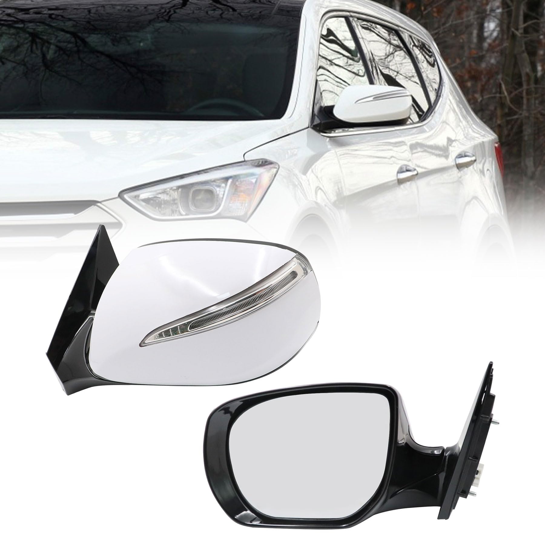 Photo 1 of XQSMWF Passenger Right Side View Mirror White Compatible with Hyundai Santa Fe Sport 2013-2018 With Turn Signal and Power Glass Heated Manual Folding 6 Pins Replace Hy1321201