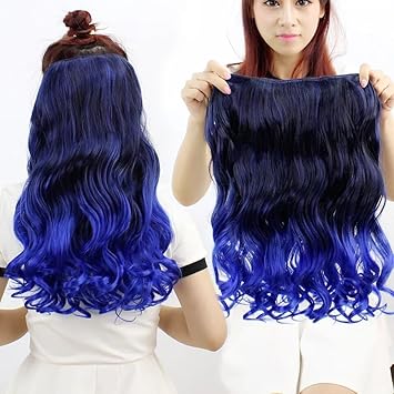 Amazon Com Ykeke Women S 18 Rainbow Neon Tangle Curly Clip In Hair Extension Ponytail Blue Beauty