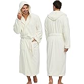 PJGGZ Men's Bathrobes with Hood, Soft Long Towel Robe for Men - Super Absorbent Quick Dry yet Warm