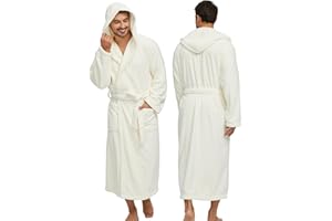 PJGGZ Men's Bathrobes with Hood, Soft Long Towel Robe for Men - Super Absorbent Quick Dry yet Warm