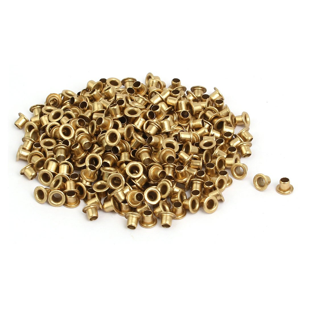 Sourcingmap 500pcs M3 x 3mm Brass Plated Metal Hollow Eyelets Rivets Gold Tone
