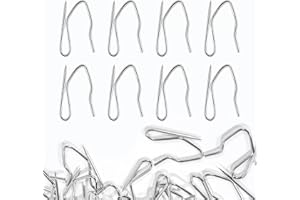 D-buy 120 Pcs Metal Silver Stainless Steel Plated Curtain Hooks, Drapery Pins, Heavy-Duty Offset Pin-On Drapery Hooks for Win