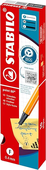 STABILO Point 88 Fineliner Pack of 10 Orange 0.4mm Hexagonal Grip view 9
