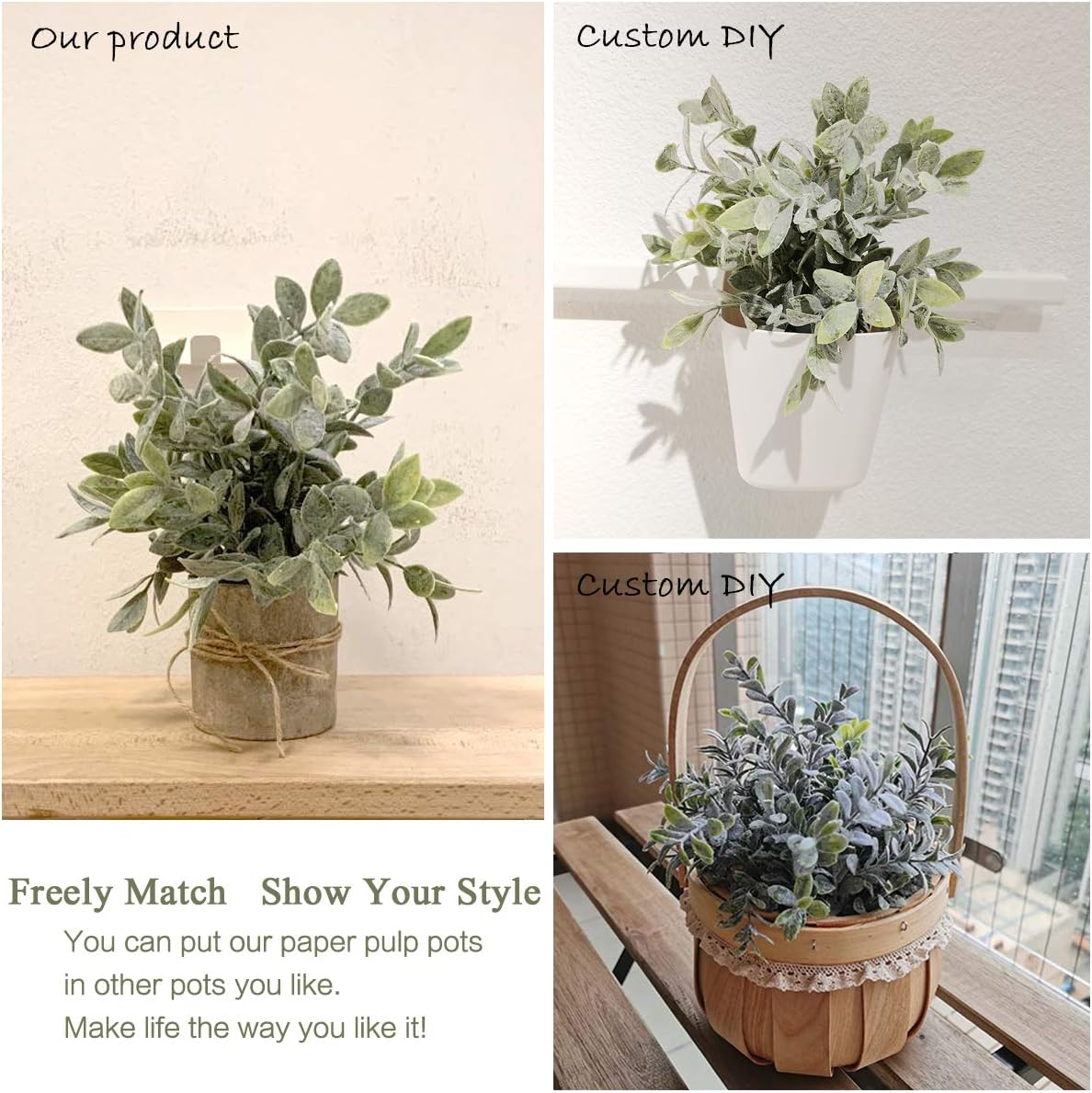 VIRONY Mini Potted Artificial Plants Plastic Fake Plants Faux Green Grass Topiary Shrubs for Home Bathroom Office Desk Decor Set of 3 Pack -