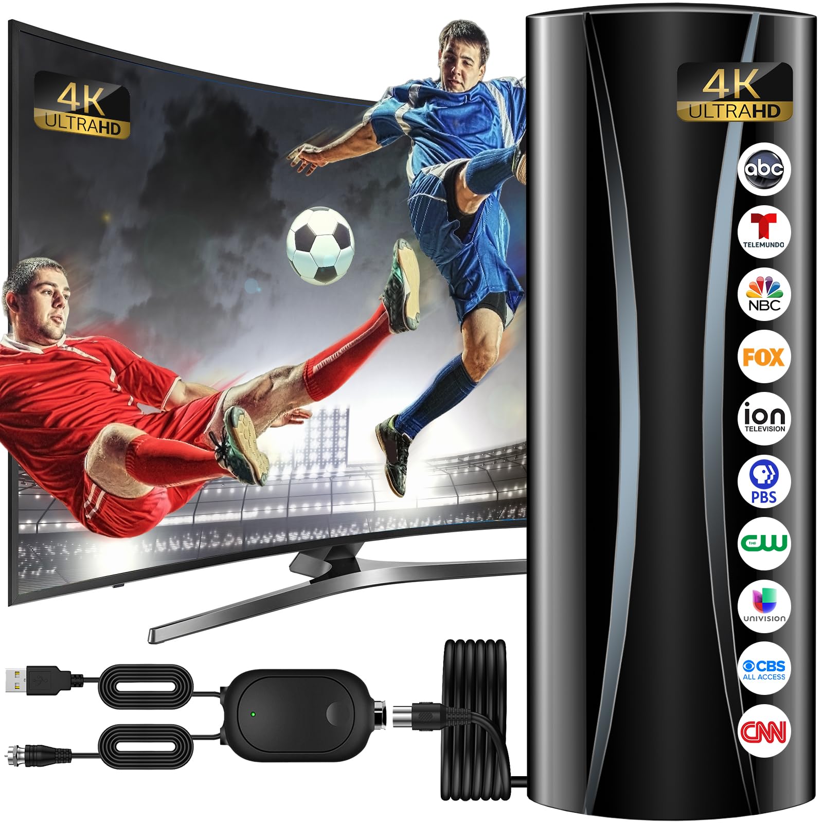 Photo 1 of 2700+ Miles TV Antenna, Digital Antenna for Smart TV and Old TVs, HD Antenna for Local Channels with Amplifier Signal Booster