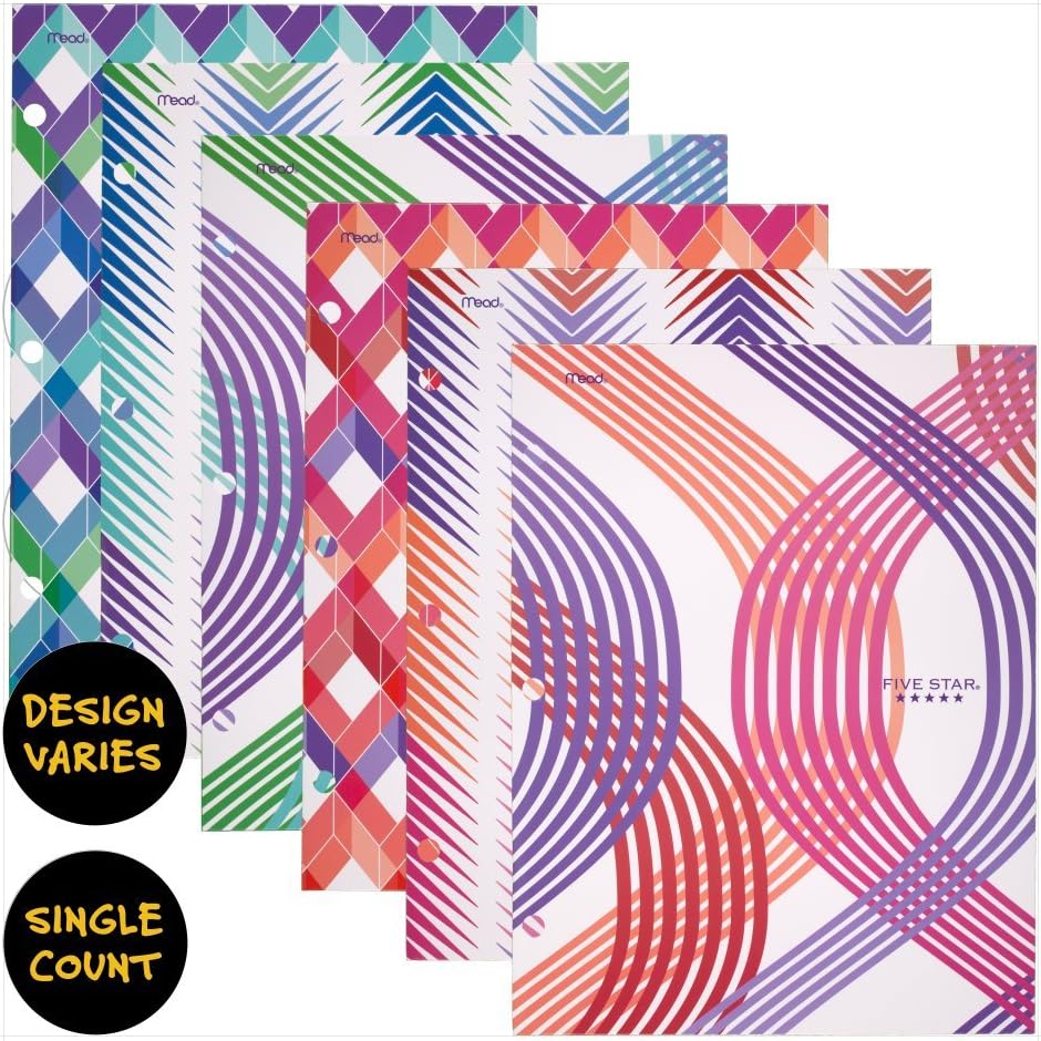 Five Star 4-Pocket Folder, 9-3/8" x 12" x 1/8", Design Selected for You, 1 Count (33222): Office Products