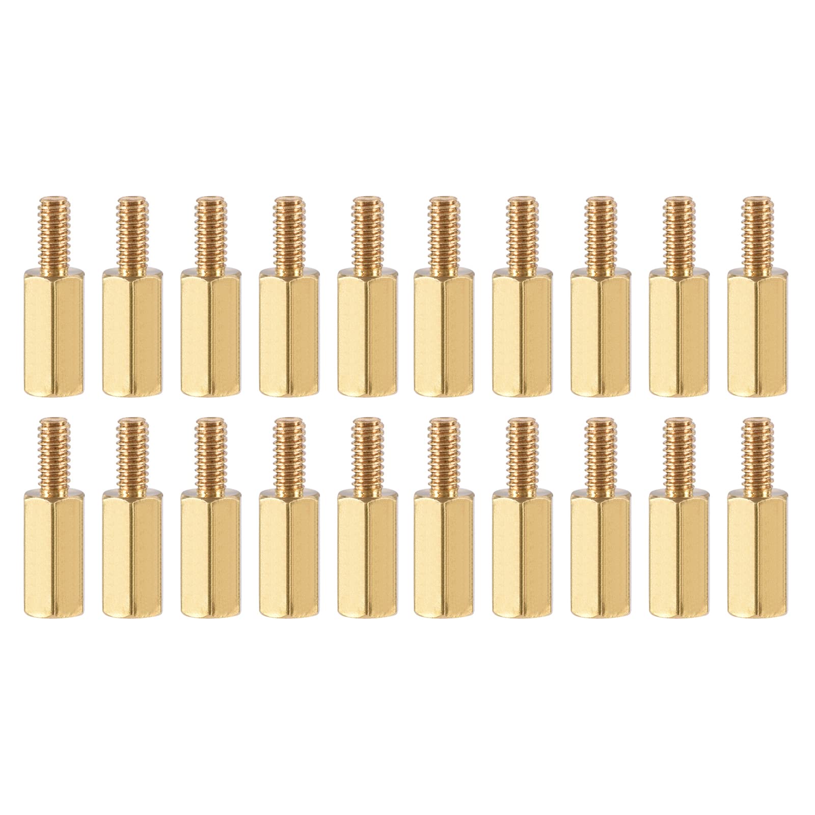YOKIVE 20 Pcs M2.5 Standoff Screws, Brass Hex PCB Standoffs, Keep Height Consistent, Great for Motherboard (Gold Tone, 10mm+6mm)