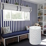 DOKEHOM 24-Inch Freestanding Laundry Hamper with Lid XL Blue Stripe view 8