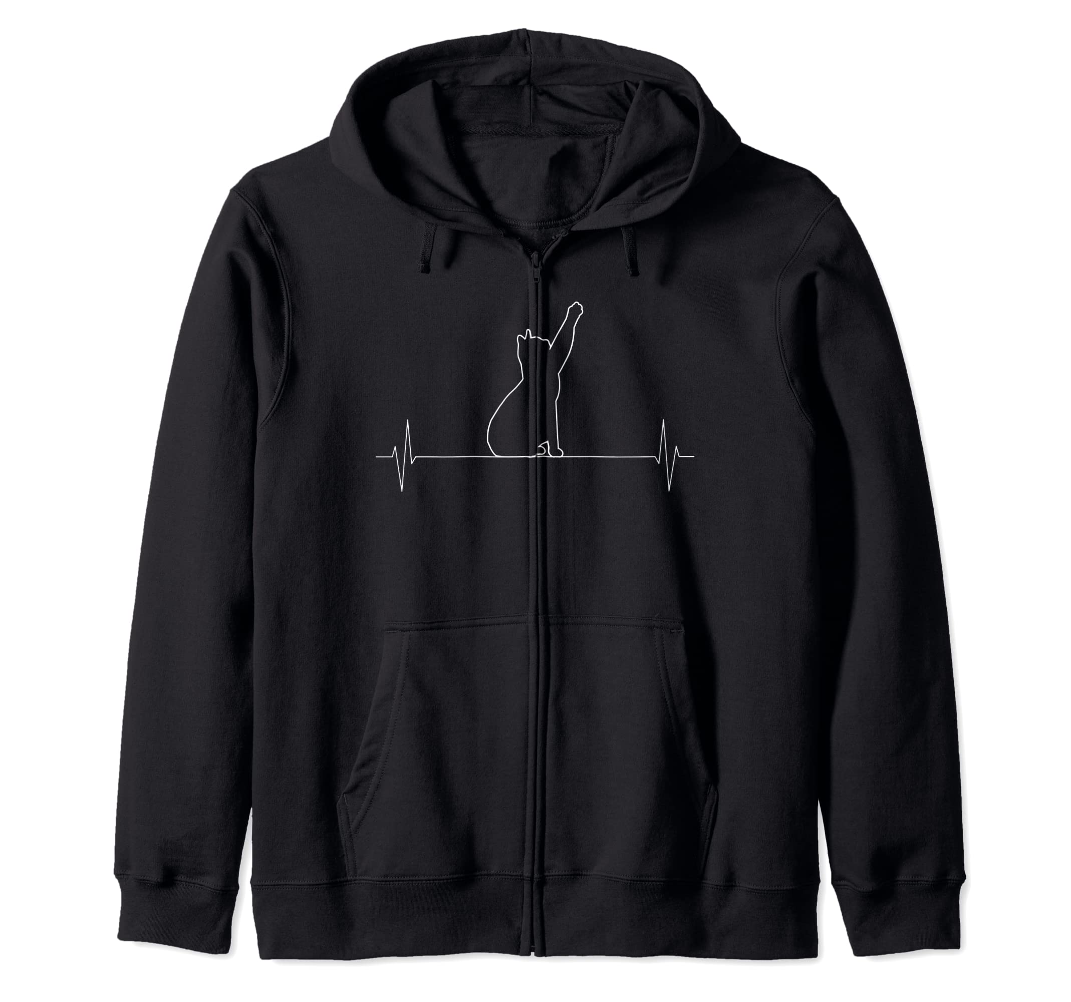 Cat Pet Animal Kitten vintage Heartbeat Zip Hoodie