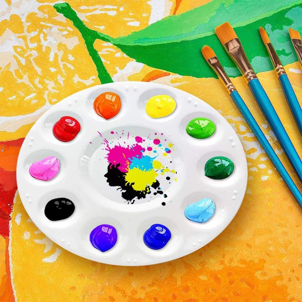 Zimrio 20 Pcs Blue Paintbrush 6 Pcs 10 Holes Round Plastic Palette Set Painting Tools Paintbrush Sets