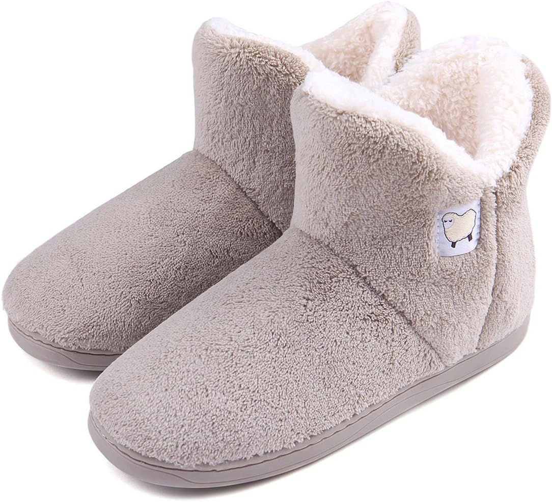 Dailybella Women Warm Plush Slipper Boots Cozy Wool Indoor Outdoor Home Shoes