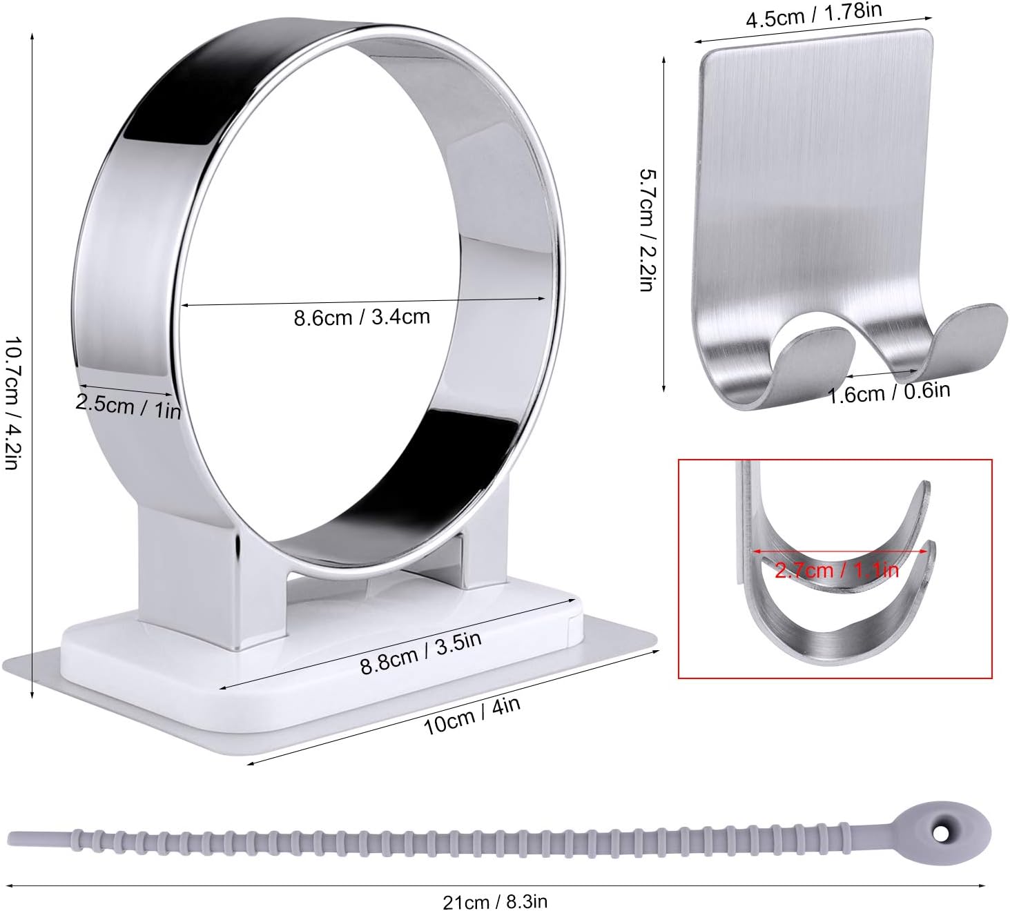 Soporte de pared para secador de pelo salon Galvanized stainless steel