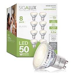 Sigalux GU10 LED Light Bulbs, 50W Halogen