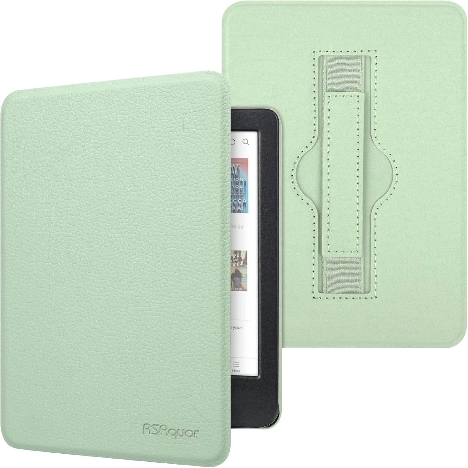 RSAquar 6" Kobo Clara Colour | BW | 2E Case with Hand Strap – Slim Protective Cover with Auto Sleep/Wake, Sage