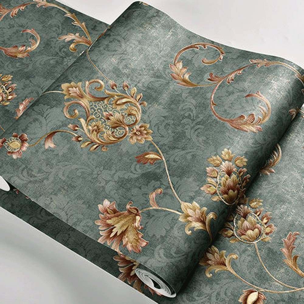 HAMIMI Bedroom European Pastoral Living Room TV Background Wallpaper 3D Stereo American Retro Non-Woven Fabric Wallpaper (Color : Color 1)