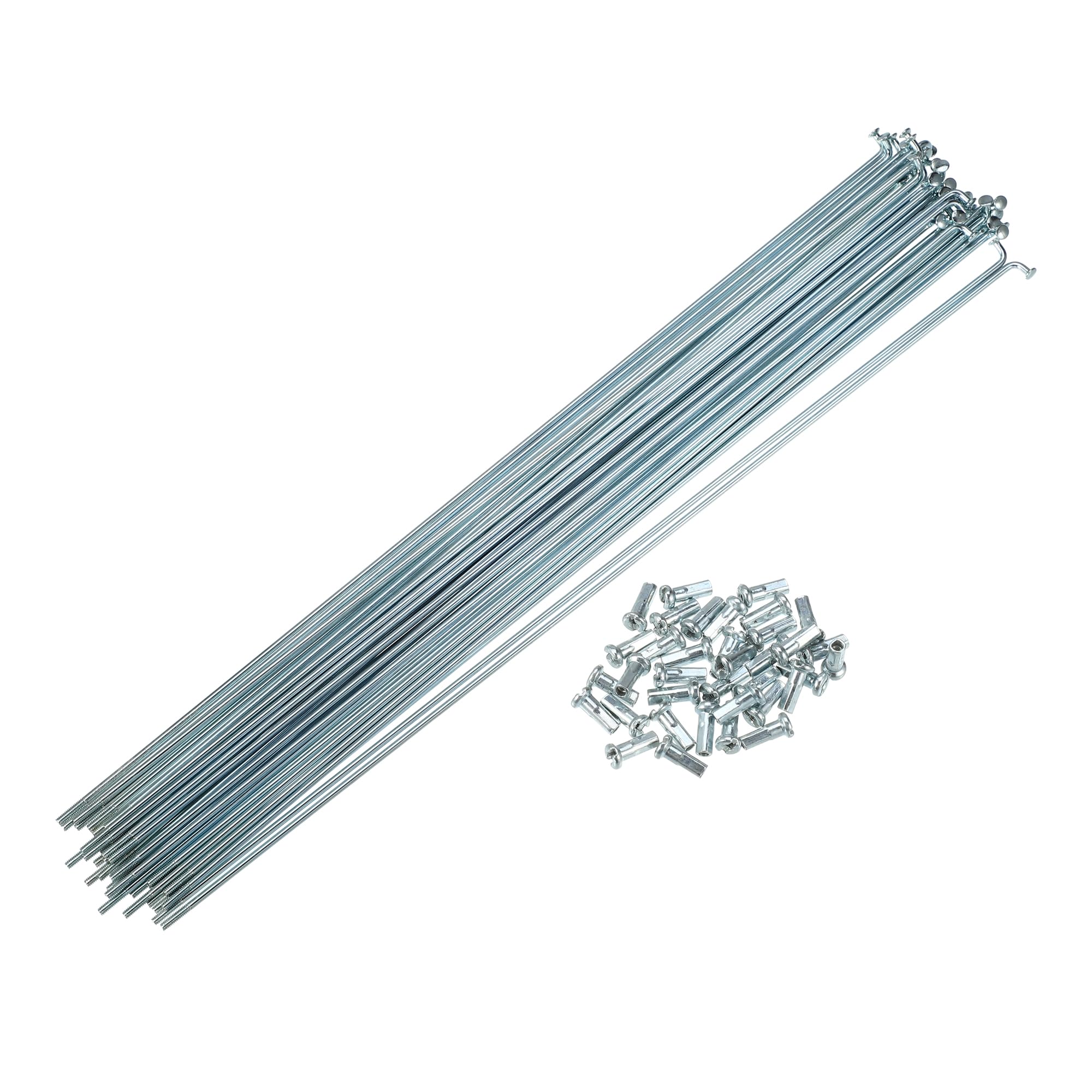 X AUTOHAUX 36 Pcs 14G J Bend 280mm Bike Bicycle Spokes with Nipples Silver Tone
