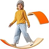 edutree Wooden Wobble Balance Board for Kids, Balance Beam Rocker Board for Toddlers Adults, Montessori Waldorf Learning Toys for Yoga Exercise