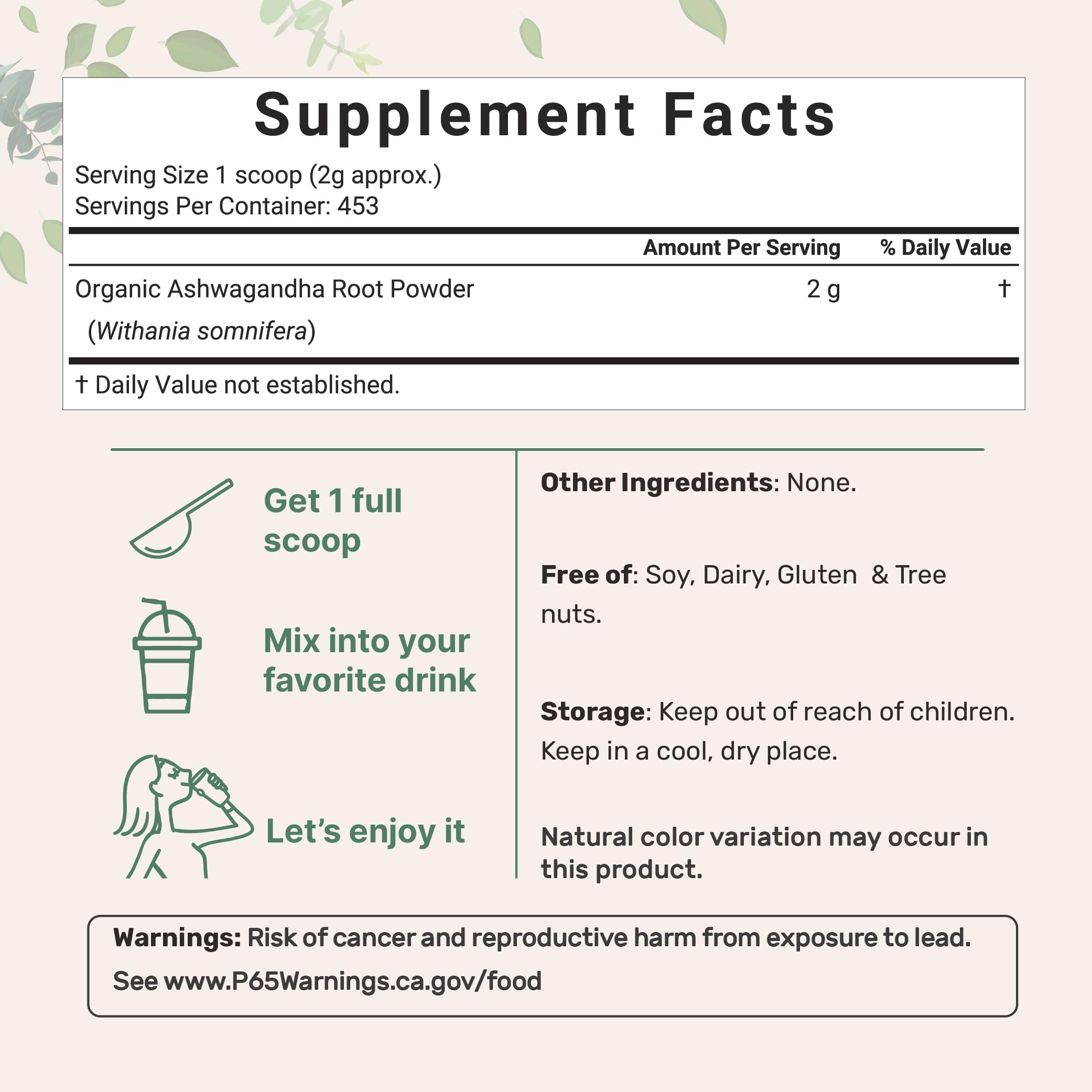 Micro Ingredients Organic Ashwagandha Root Powder | 2 Pound, No Filler, No Additives, Highly Purified | Active Withanolides, Adaptogenic Ayurvedic Herbal Supplements, No GMO, Gluten Free, India Origin