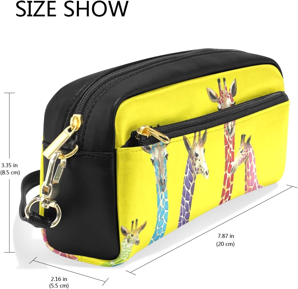 JSTEL Pencil Case Large Capacity Pencil Pouch with Zippers Giraffe Pencil Bag Office Pen Holder Organizer Stationery Bag with Compartments for Girls Boys and Adults - Image 4