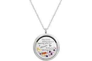 Queenberry The Best Thing About Having You for A Mom is My Kids Having You for A Grandma Stainless Steel Locket Pendant Floating Charms Necklace