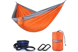 WoneNice Camping Hammock - 118''L x 78''W Extra Large Parachute Nylon Double Hammocks with Tree Straps