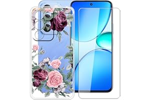 HGJTFANY Case for Realme C85 4G (6.80 inches) with 1 Tempered Glass Screen Protector, Ultra Thin Soft Silicone Mobile Phone C