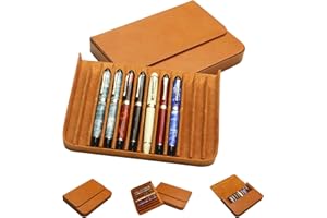 MIVLXLX Leather 12 Fountain Pen/Pencil Tray Case Organizer, Fashion Design, Handmade, Magnetic Closure with Drawer, Christmas Gift for Man/Woman/Office, 12 Slots(brown)