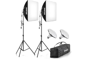 RALENO Softbox Lighting Kit, 20X20-Inch Photography Lighting Kit with LED Bulbs(60W | 5500K | CRI>97 | 3m Cable) & 80'' Tall Light Stands, Soft Box for Recording/Portrait photography | Model: PS70