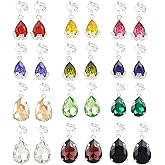12 Pairs Clip on Earrings for Women Charm Teardrop Crystal Drop Dangle Earrings Huggie Hoop Ear rings Jewelry Set Christmas Valentine's Day Holiday Present