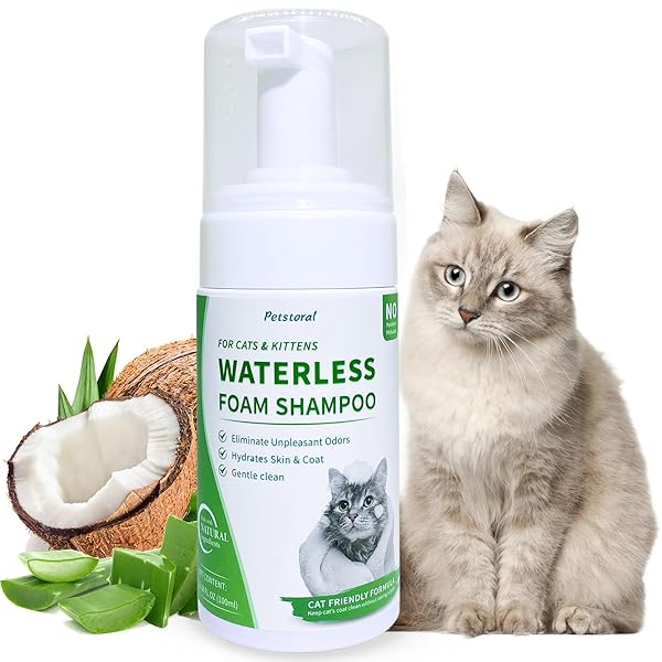 PETSTORAL WATERLESS CAT SHAMPOO NO RINSE KITTEN SHAMPOO, EASY CAT BATH CLEANER – HYPOALLERGENIC CAT SHAMPOO FOR LONG AND SHORT HAIR